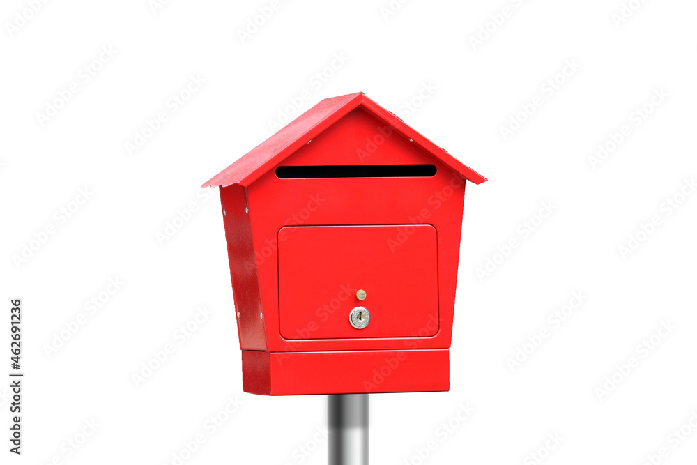 Red mailbox isolated on white background Red mailbox isolated on white background