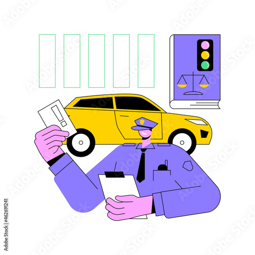 Traffic laws abstract concept vector illustration. Traffic code, obey laws and regulations, driving license, vehicle movement rules, road safety, violation fine, international abstract metaphor.