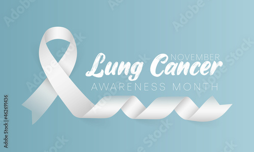 Lung Cancer awareness month is observed every year in November, lungs are two spongy organs in chest that take in oxygen when you inhale and release carbon dioxide when you exhale. Vector illustration