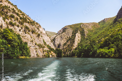 View of the lake in the Matka canyon in the vicinity of Skopje, Republic of North Macedonia