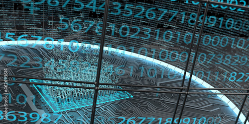 Abstract visualization of blockchain technology, 3d illustration