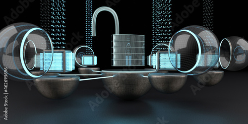 The data is unsecured and open, 3D Illustration photo