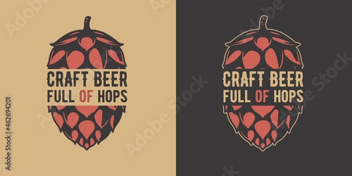 Beer hop for bar. Original brew design with hop for craft beer, pab or brewery