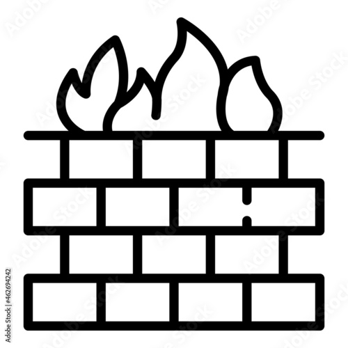 Firewall cyber icon outline vector. Stop fraud. Secure key