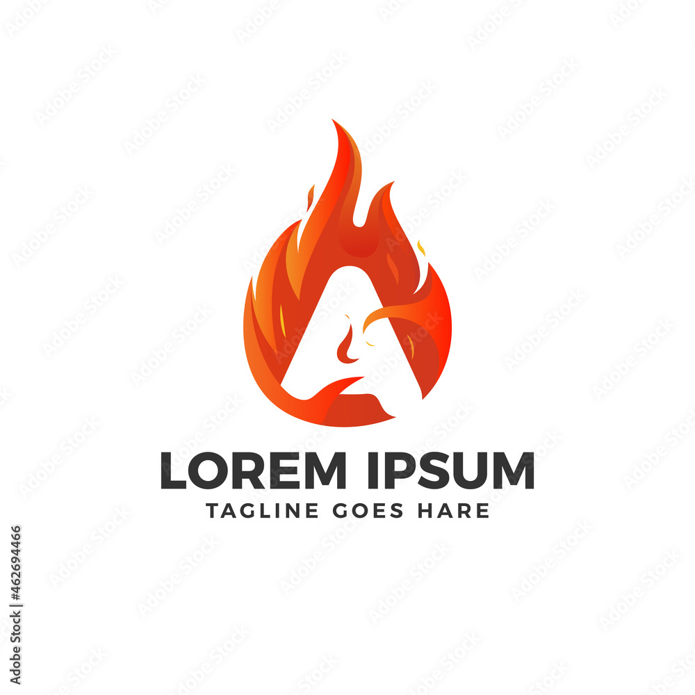 Obraz premium A Letter Fire Logo