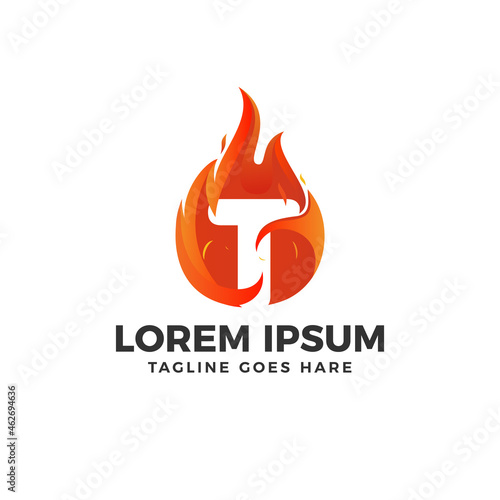 Free Download T Letter Fire Logo - GFXLoad