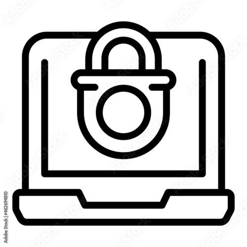 Locked laptop icon outline vector. Cyber money. System identity
