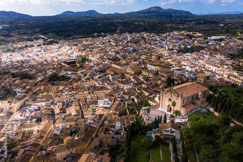 Townscape with parish church Transfiguracio del Senyor, Arta, Majorca, Spain photo