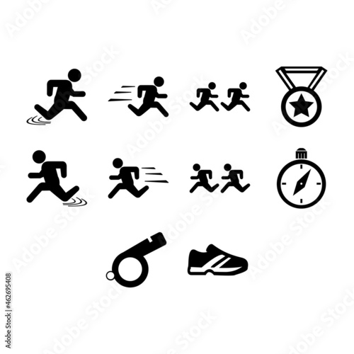 collection of flat black running icon vector