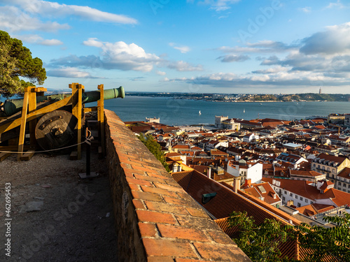 View over the city with Tejo River from Miradouro da Nossa Senhora do Monte, Lisbon, Portugal photo