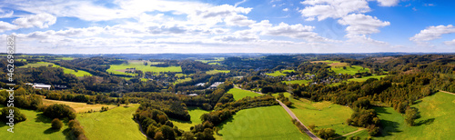 the bergisches land landscape in germany nrw from above panorama photo
