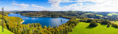 the wiehltalsperre dam in germany panorama photo