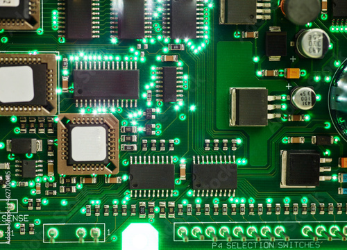 Circuit board with electronic components photo
