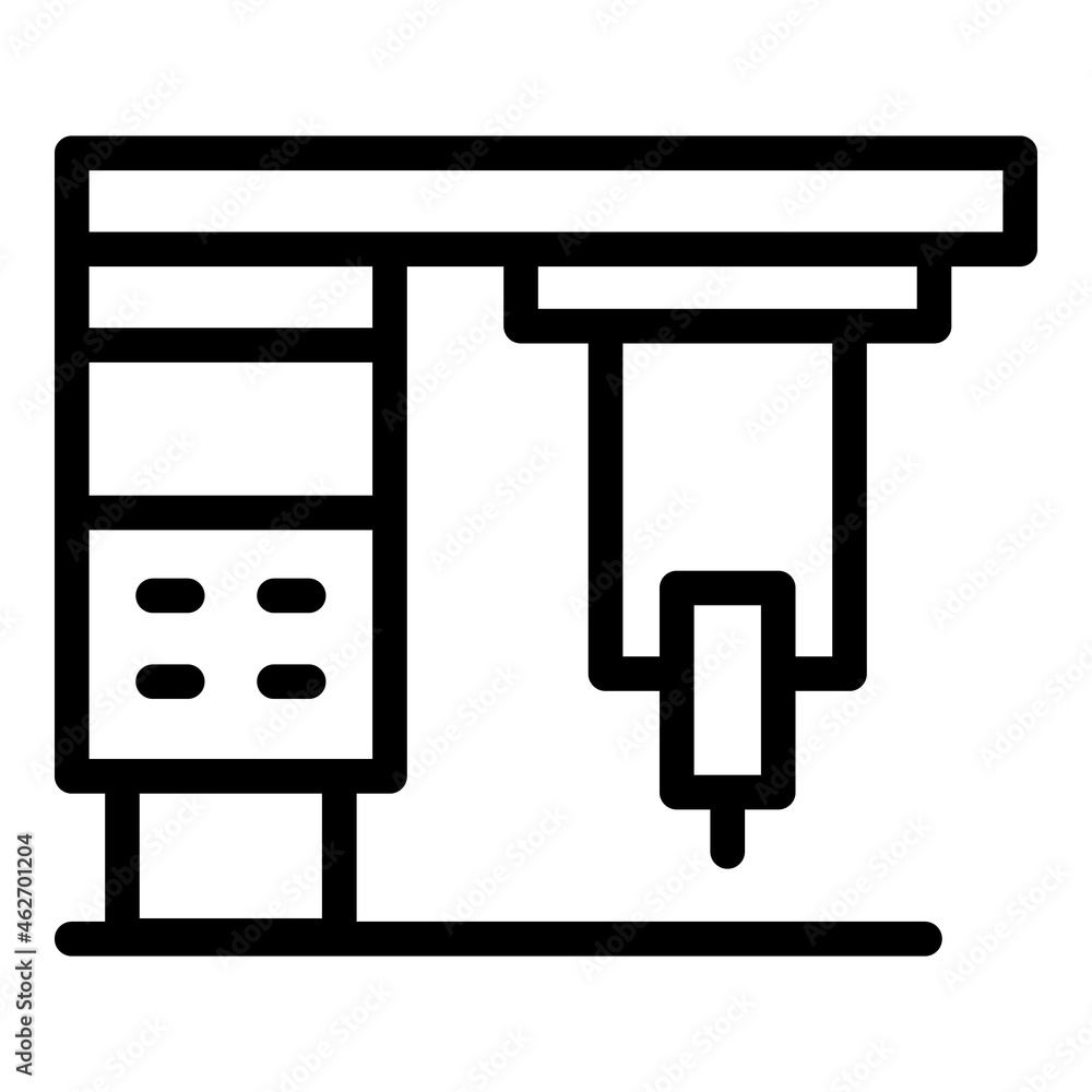 Hard cnc machine icon outline vector. Work tool. Lathe factory Hard cnc machine icon outline vector. Work tool. Lathe factory