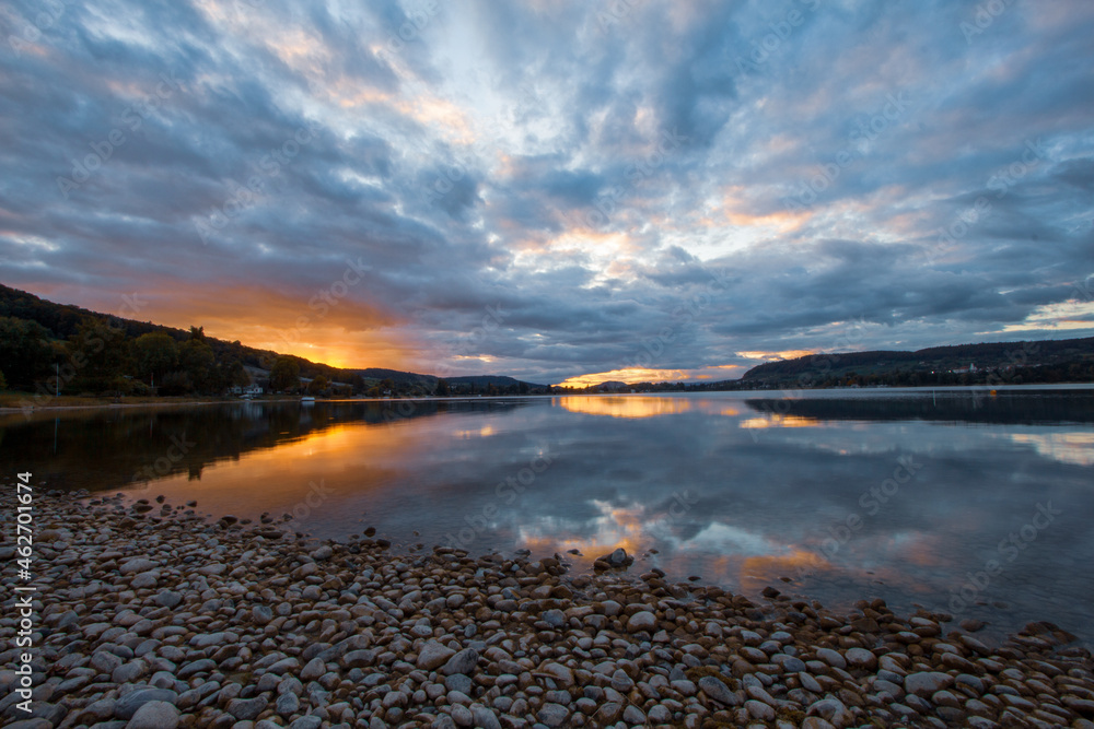 Fototapeta premium Beautiful Sunset picture at lake Untersee, Lake Constance