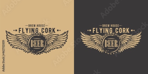 Beer fly cap with wings for bar. Original brew design with craft beer fly cork with wings for pab or brewery
