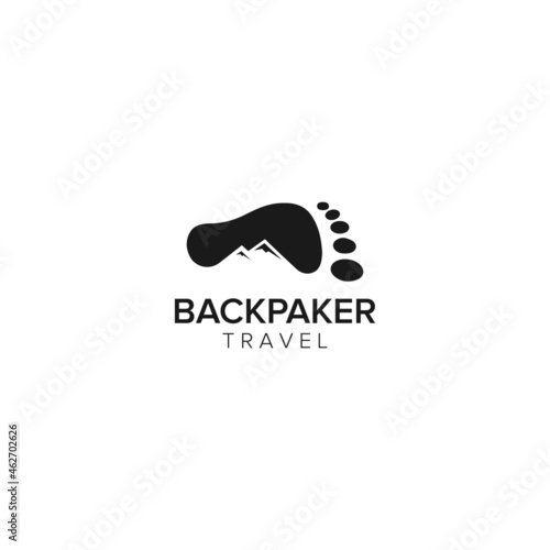 backpaker photography logo icon vector template photo