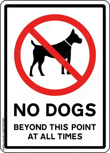 No dogs beyond this point at all times sign. Signs and symbols.