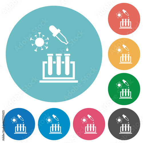 Covid research flat round icons