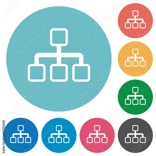 Network outline flat round icons