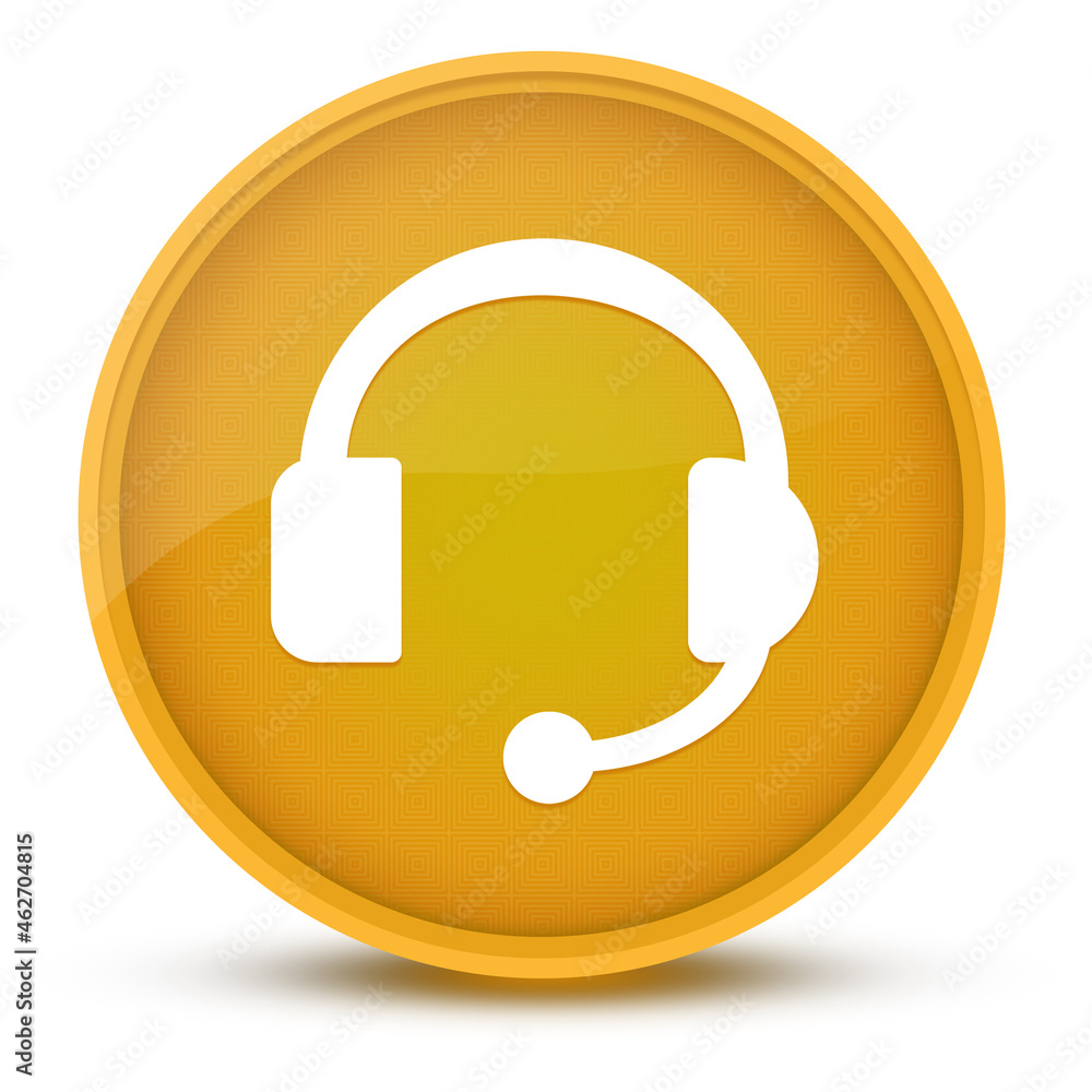 Headphone luxurious glossy yellow round button abstract Headphone luxurious glossy yellow round button abstract
