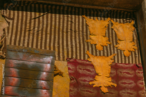 Africa city old town Fez Morocco traditional tourist oriental street leather roof view arabic colorful medina
