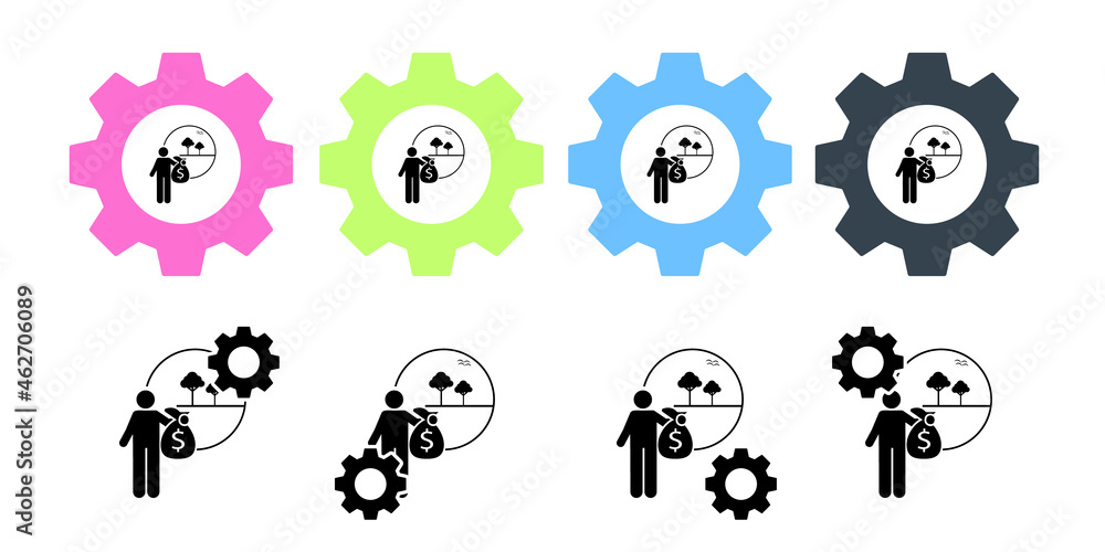Invest, land, real estates vector icon in gear set illustration for ui and ux, website or mobile application Invest, land, real estates vector icon in gear set illustration for ui and ux, website or mobile application