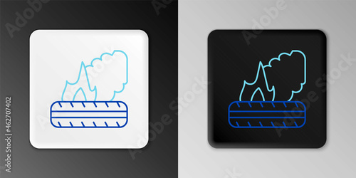 Line Lying burning tires icon isolated on grey background. Colorful outline concept. Vector