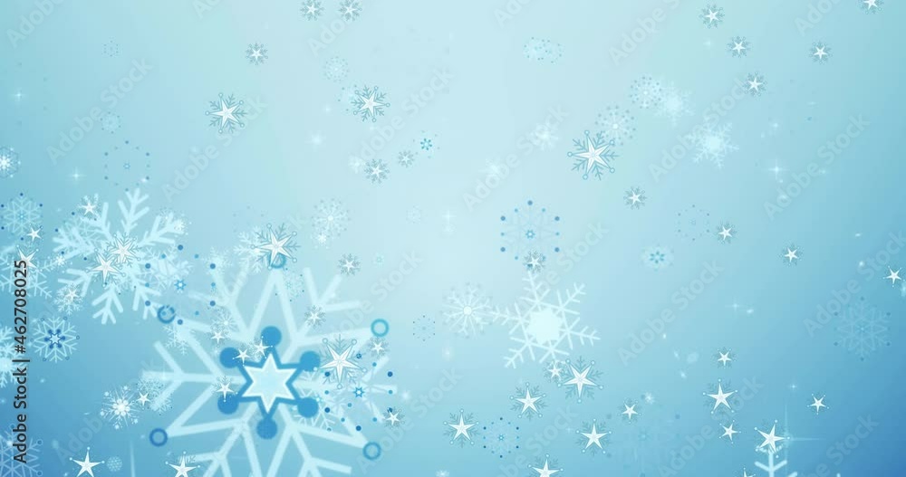 Animation of falling over snowflakes on blue background Animation of falling over snowflakes on blue background