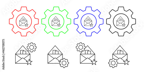 Favorite, fav, star, email vector icon in gear set illustration for ui and ux, website or mobile application