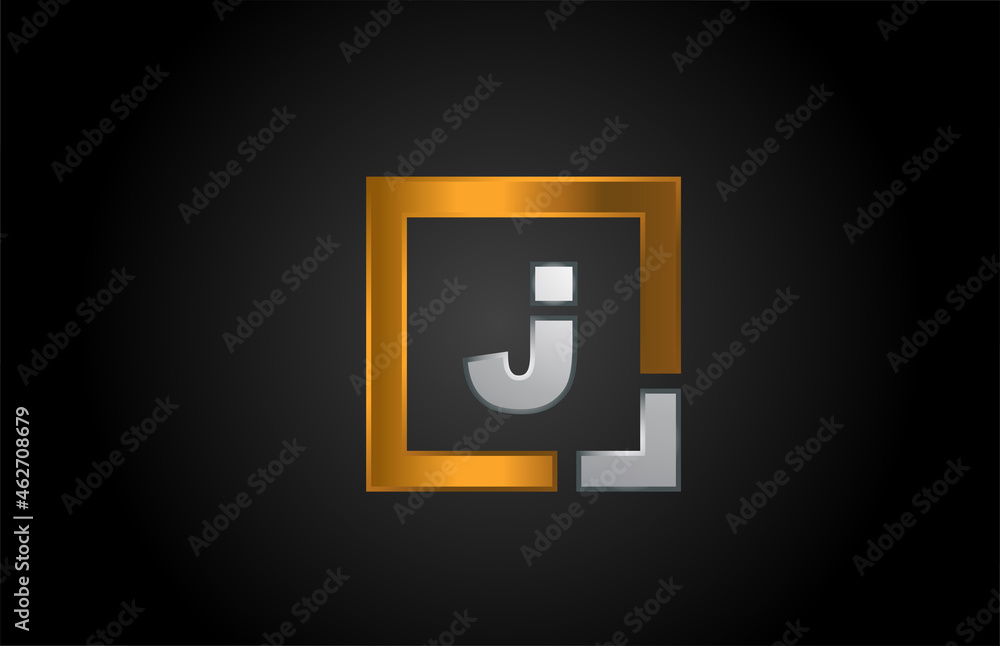 gold silver metal letter J alphabet logo design icon for business gold silver metal letter J alphabet logo design icon for business