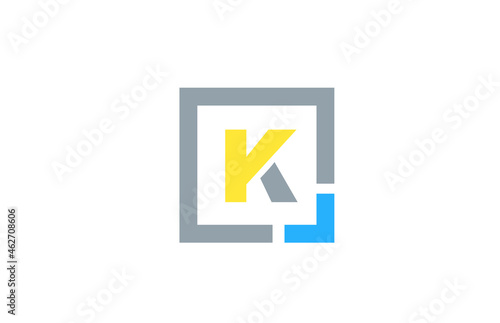 Free Download blue yellow letter K alphabet logo design icon for business - GFXLoad
