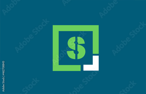 blue green letter S alphabet logo design icon for business