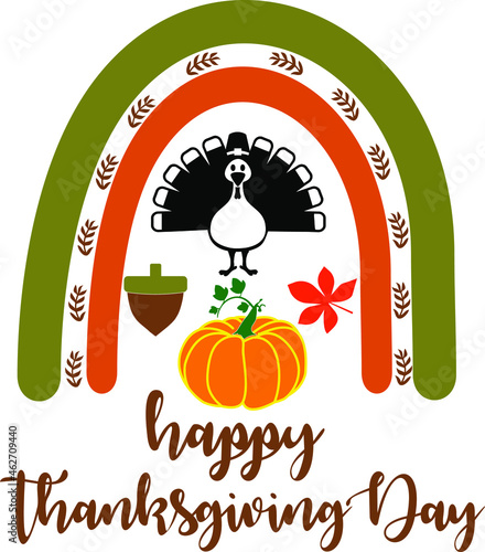 Thanksgiving rainbow, thankful on white background. Vector