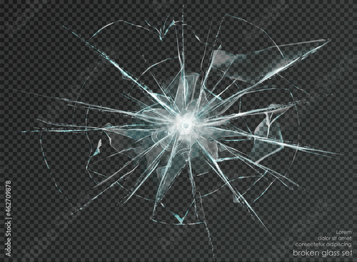 hole broken glass on transparent background