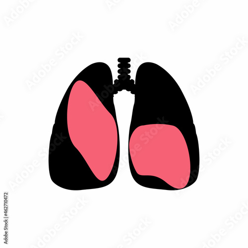 Damaged lungs sign vector isolated on white background. Damage or inflammation of the lungs.
