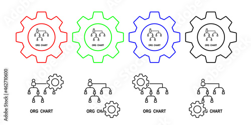 Organizational chart vector icon in gear set illustration for ui and ux, website or mobile application