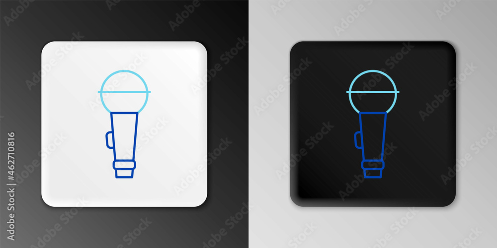 Line Microphone icon isolated on grey background. On air radio mic microphone. Speaker sign. Colorful outline concept. Vector Line Microphone icon isolated on grey background. On air radio mic microphone. Speaker sign. Colorful outline concept. Vector