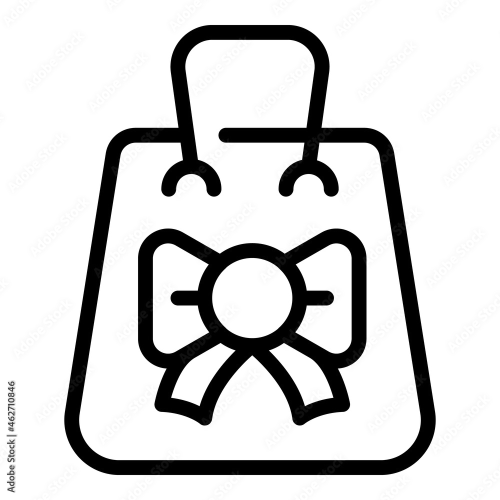 Gift bag icon outline vector. Box present. Ribbon bow Gift bag icon outline vector. Box present. Ribbon bow