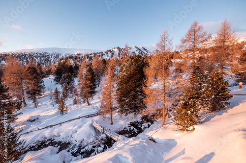 Austria, Carinthia, Reichenau, Nockberge, Falkert, Snow covered mountains on sunny day photo