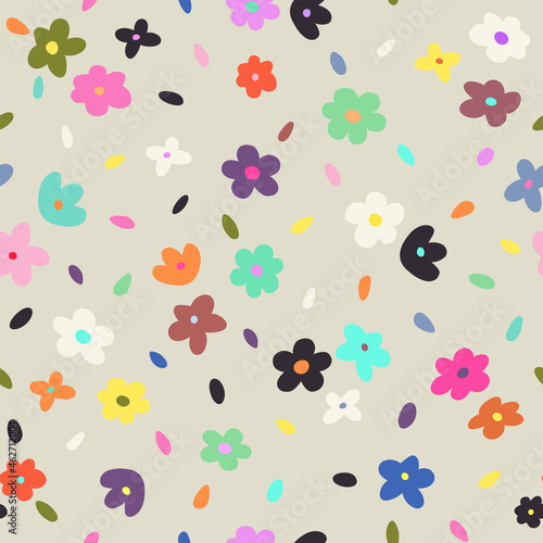 Colorful seamless pattern with little flowers.