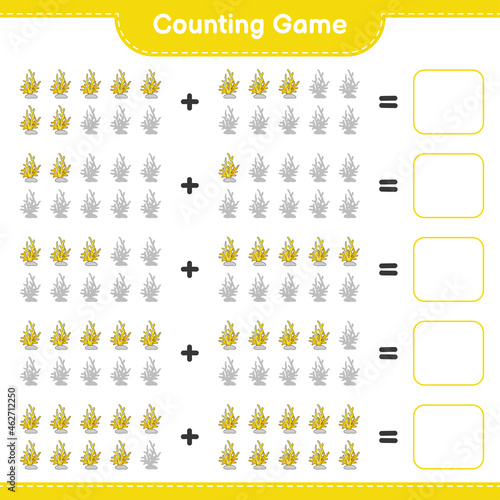 Counting game, count the number of Coral and write the result. Educational children game, printable worksheet, vector illustration © Pure Imagination