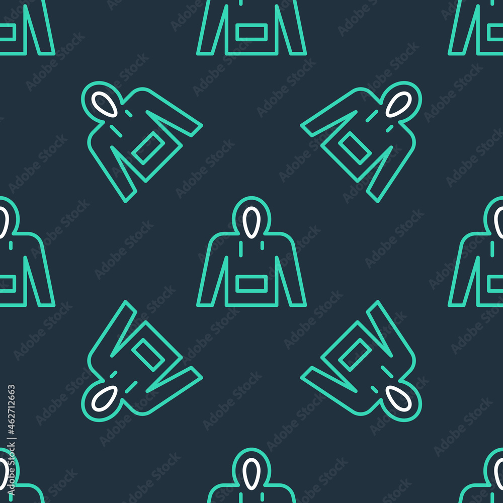 Line Hoodie icon isolated seamless pattern on black background. Hooded sweatshirt. Vector Line Hoodie icon isolated seamless pattern on black background. Hooded sweatshirt. Vector