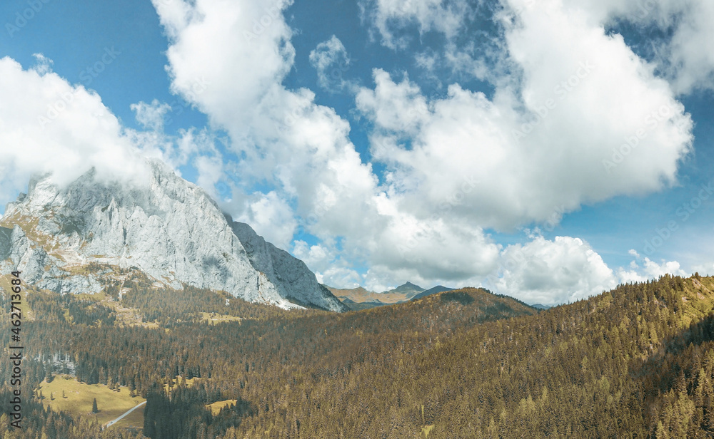 Val Sesis, Italian Alps. Amazing summer landscape of Dolomite Mountain Peaks