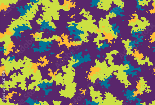 Camouflage seamless pattern in bright colors for printing on fabrics for children's and sportswear