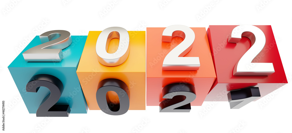 2021-2022 years flip on colored glossy cubes 2021-2022 years flip on colored glossy cubes