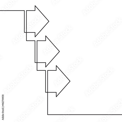 Linear arrows Infographic design elements for presentation. Continuous line drawing. Vector illustration