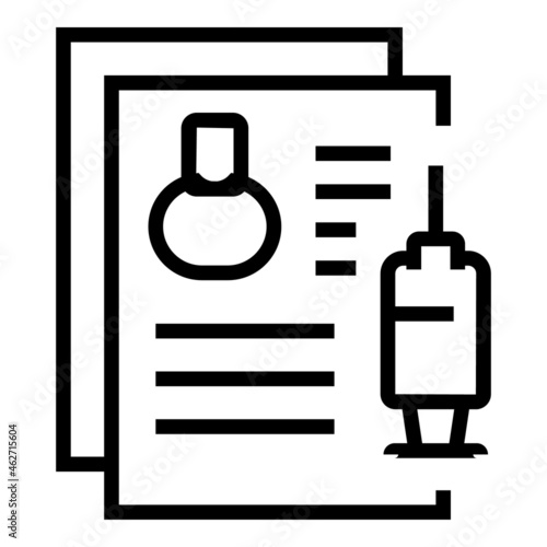 Medical syringe certificate icon outline vector. Doctor health. Corona insurance