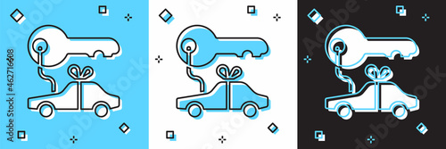 Set Car gift icon isolated on blue and white, black background. Car key prize. Vector