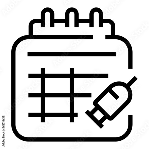 Calendar syringe ampule icon outline vector. Vial vaccine. Bottle injection